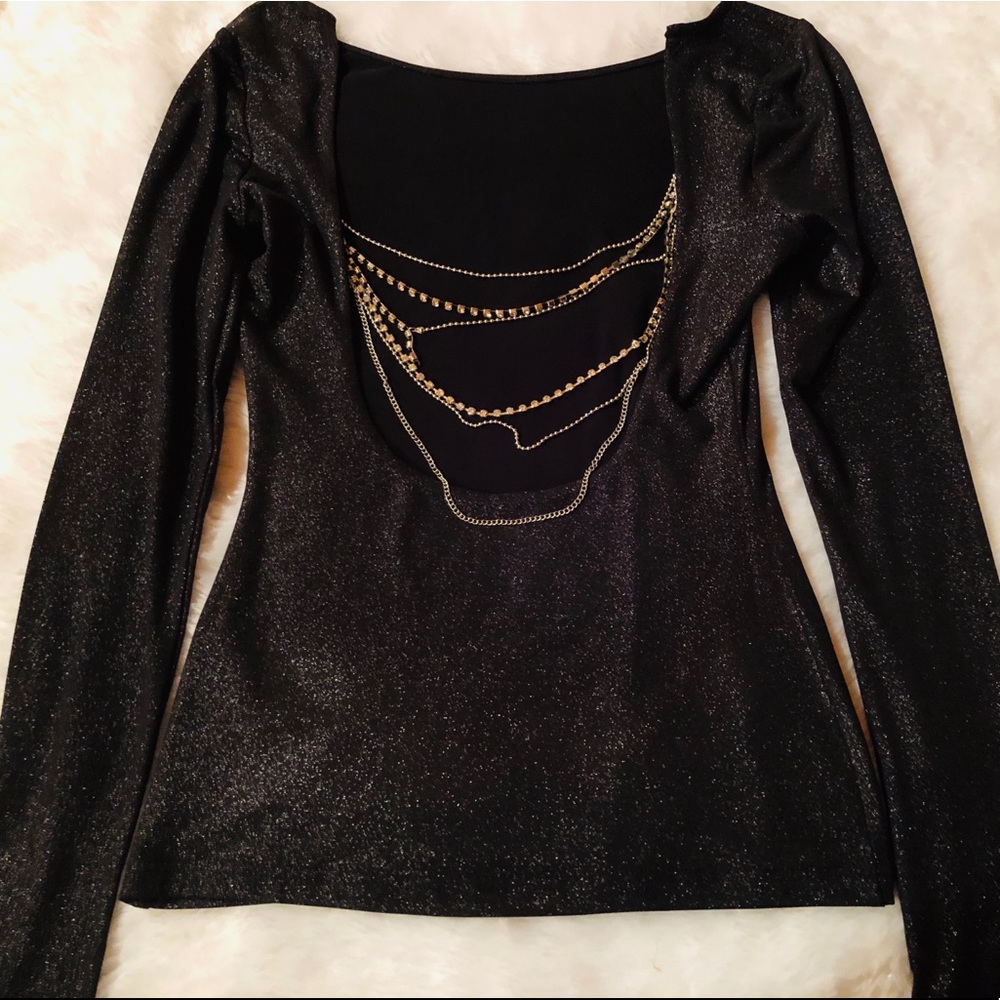 NWOT, NBW, Guess Open Back Jeweled top XS